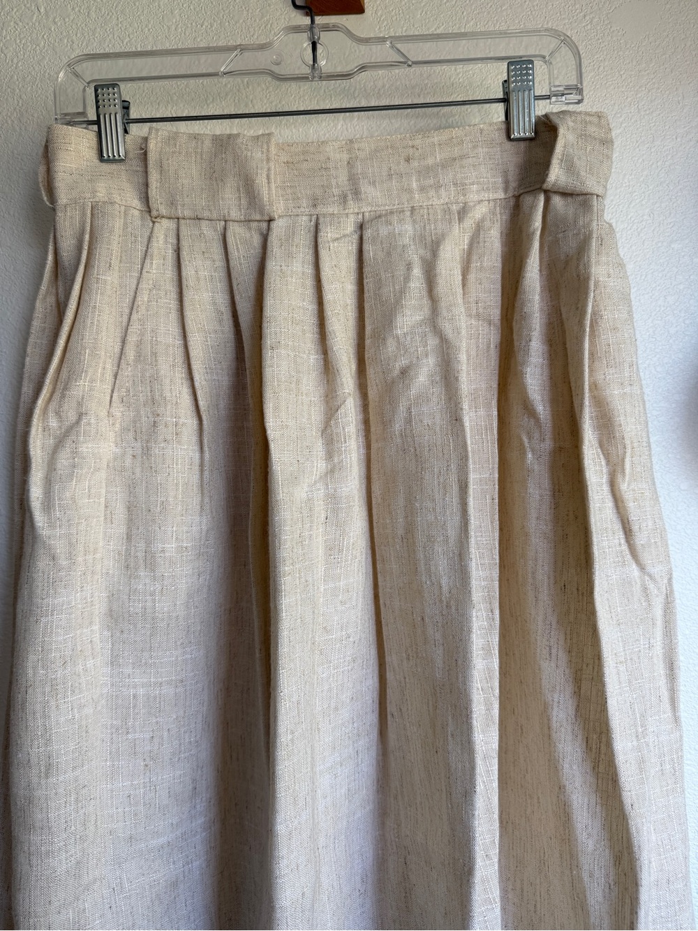 David Benjamin Size 14 Pleated Midi Skirt Rayon Flax Blend Made in USA